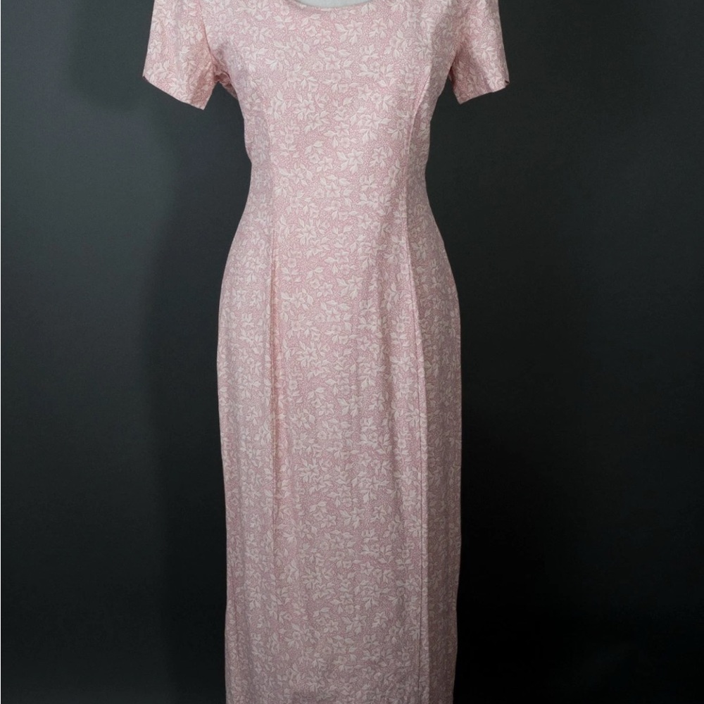 Vintage Dawn Joy Fashions Maxi Dress Size 10 Pink 80s Romantic Feminine Floral